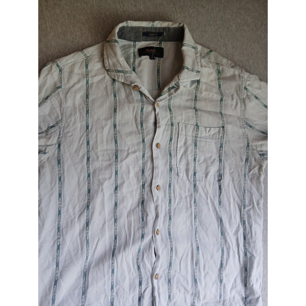 Roark Shirt Small Button Down Geometric Preppy Cotton Western Work Aztec
